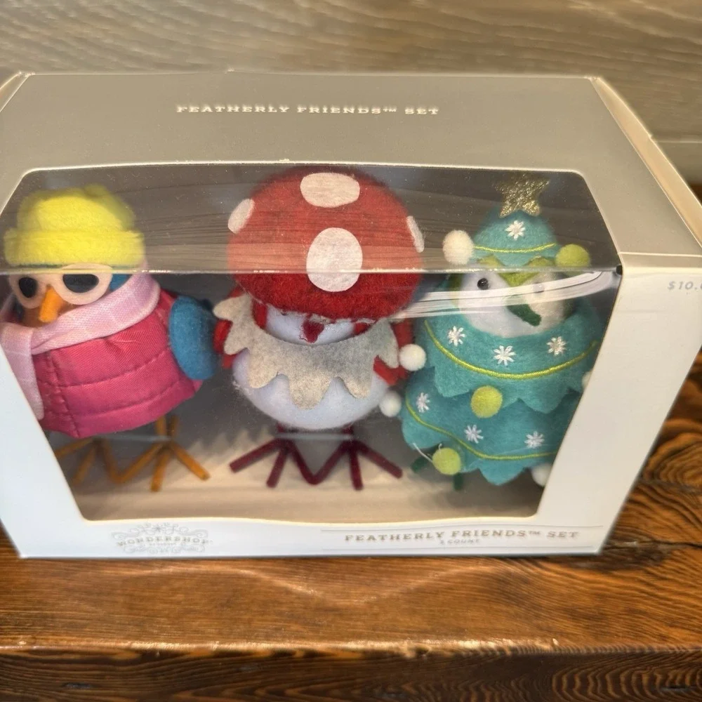 Target Featherly Friends Mini Bird Mushroom Set of 3 Brights NEW Wondershop 2024